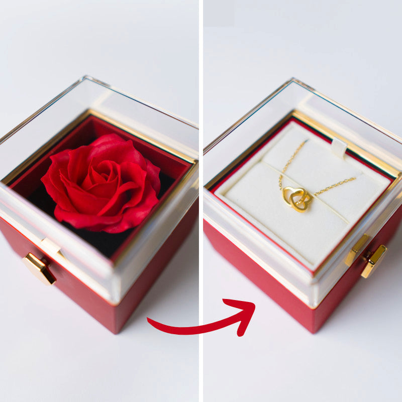 Cofanetto Collana cuore + scatola Rosa - Regalo d'amore elegante