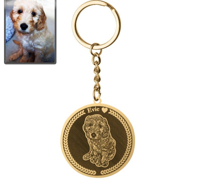 Llavero redondo medallón silueta perro
